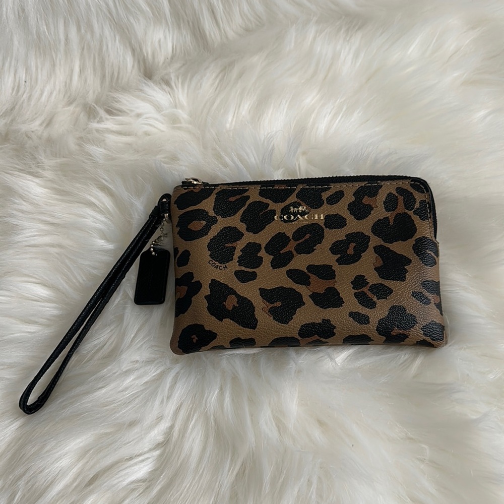 Coach wristlet, leopard print